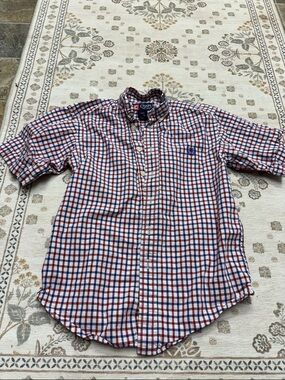 Chaps Red, Blue & White Plaid Button-Up Shirt - Kids